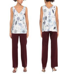 NWT New $257 Altea Floral Linen Top Size 8 Made in Italy